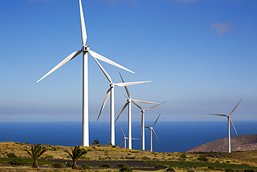 Turbines at Parque Eolico de Lanzarote wind farm, Lanzarote, Canary Islands, Spain, Atlantic, Europe