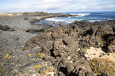 Small rocky cove at Caleta de Caballo, Lanzarote, Canary islands, Spain, Atlantic, Europe