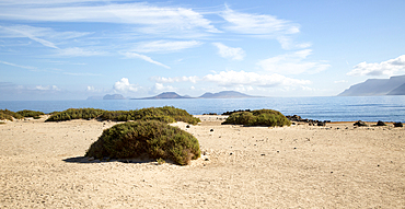 Calm Atlantic Ocean landscape, Caleta de Famara, Lanzarote, Canary islands, Spain, Atlantic, Europe