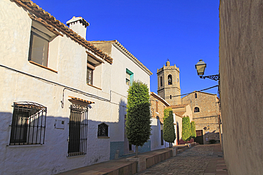 Church tower and village buildings, Lliber, Marina Alta, Alicante province, Spain, Europe