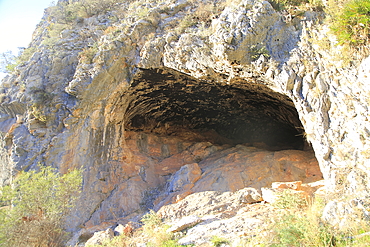 The Sanctuary of Pla de Petracos, site of Neolithic rock paintings, near Castell de Castells, Marina Alta, Alicante province, Spain, Europe