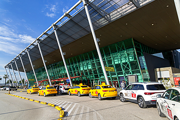 Exterior of terminal building Tirana International Airport, Nene Tereza (Mother Theresa) Rinas Airport, Tirana, Albania, Europe