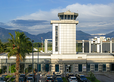 Air traffic control tower, Tirana International Airport, Nene Tereza (Mother Theresa) Rinas Airport, Tirana, Albania, Europe