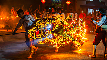 Bangkok, Thailand - January 30, 2025: Unidentified people celebrating Chinese New Year in Bangkok, Thailand