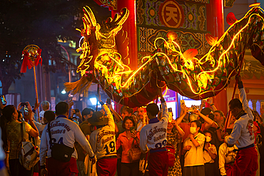 Bangkok, Thailand - January 30, 2025: Unidentified people celebrating Chinese New Year in Bangkok, Thailand