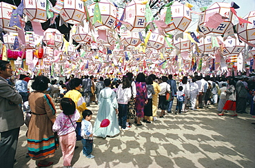 Lantern display at Chogyesa Temple on Buddha's birthday, Korea, Asia