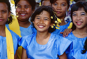 Portrait of a group of teenage girls, National Day, Kuala Lumpur, Malaysia, Southeast Asia, Asia