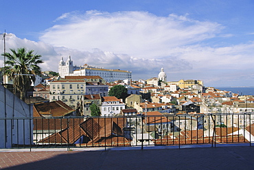 Miradouro Santa Luzia (Largo de Santa Luzia) above Hill of Alfama neighbourhood, Lisbon, Portugal, Europe