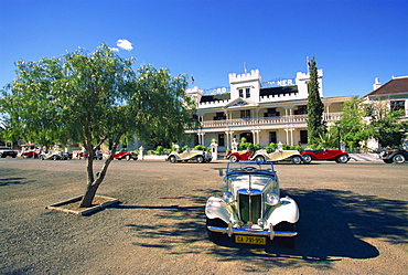 MG car at Lord Milner Hotel, Matjiesfontein, South Africa, Africa