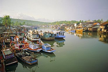 Fishing trawlers in the harbour, Phu Quoc island in south west of the country, Vietnam