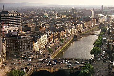 Aerial view along the River Liffey, Dublin, Eire (Republic of Ireland), Europe