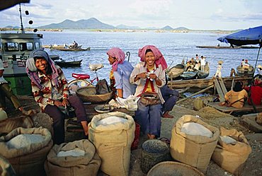 Rice sellers, Cambodia, Indochina, Asia