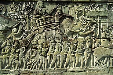 Relief, Bayon, Angkor, UNESCO World Heritage Site, Siem Reap, Cambodia, Indochina, Southeast Asia, Asia