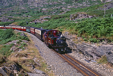 Ffestiniog Railway at Tanygrisiau, the busiest of the North Wales narrow gauge railways, opened in 1836 to carry slate from Blaenau Ffestiniog to the coast, Wales, United Kingdom, Europe