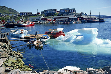 Iceberg in the harbour, Julianehab, Greenland, Polar Regions