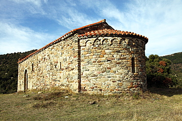 Chapel of St. Eulalia, probably built in the 3rd century AD, near Arboussols, Pyrenees-Orientales, Languedoc-Roussillon, France, Europe 