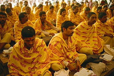 Reciting of the Ramayana, the great Hindu epic, by 108 Brahmins, Varanasi, Uttar Pradesh state, India, Asia