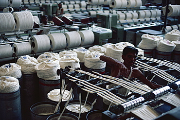 Modernised cotton mill in Ahmedabad, the Manchester of the East, Gujarat, India, Asia