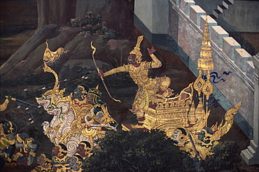 The Ramakien epic story, Temple of the Emerald Buddha, Bangkok, Thailand, Southeast Asia, Asia