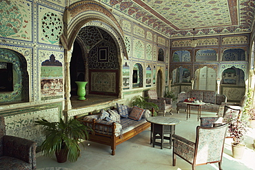 The Sultan Mahal, Samode Palace, now a hotel near Jaipur, Rajasthan state, India, Asia