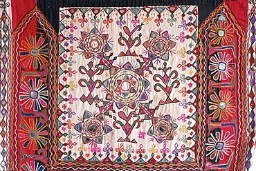 Traditional Rabari tribal embroidered fabrics, Kutch, Gujarat state, India, Asia