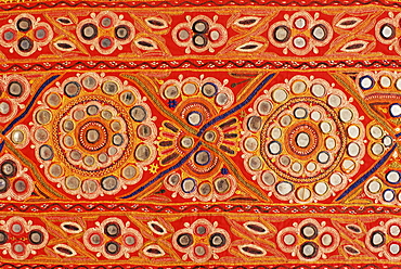 Traditional Rabari tribal embroidered fabrics, Kutch, Gujarat state, India, Asia