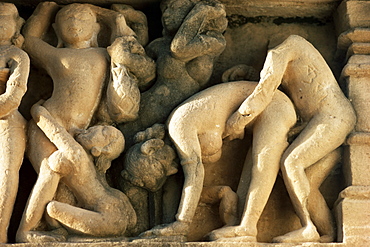 Detail from the Lakshmana Temple, Western Group, Khajuraho, UNESCO World Heritage Site, Madhya Pradesh state, India, Asia