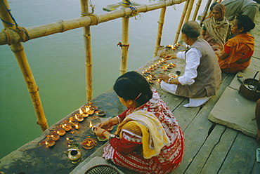 Akash Deep Puja, sky lantern festival on the Ganges (Ganga) River bank, Varanasi (Benares) Uttar Pradesh State, India