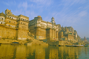 The waterfront at Varanasi, previously known as Benares, on the Ganges River, Uttar Pradesh, India