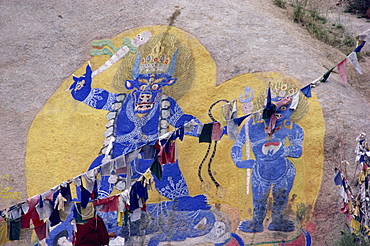 Rock paintings, Sera Monastery, Lhasa, Tibet, China, Asia