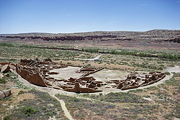 Pueblo Bonito  from 1000-1100 AD, Anasazi site, Chaco Canyon National Monument, New Mexico, United States of America (U.S.A.), North America