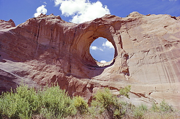 Window Rock, eroded forms near Navaho (Navajo) Tribal Centre, Arizona, USA, North America