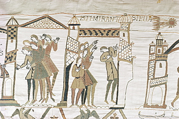 Crowds point to Halley's Comet, February 1066, Bayeux Tapestry, Normandy, France, Europe