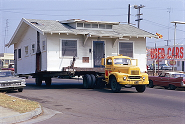 Pick-up truck moving house, California, USA 