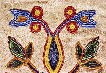 Detail of Blackfoot gloves from around 1890, buckskin with glass beads, Robert A. Testudine Collection, United States of America, North America