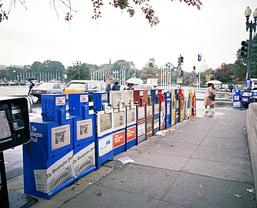 Newspaper dispensers, Washington D.C., United States of America, North America