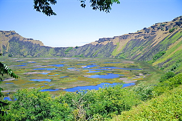 Volcanic crater (rano), Rano Kau, Easter Island, Chile