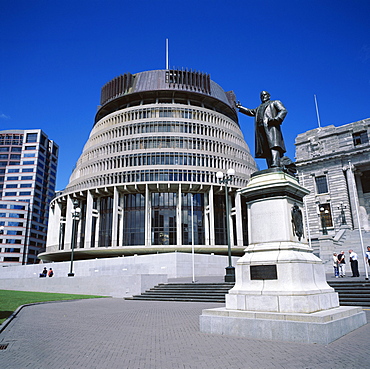 Exterior of Cabinet Offices, known as The Beehive, Wellington, North Island, New Zealand, Pacific