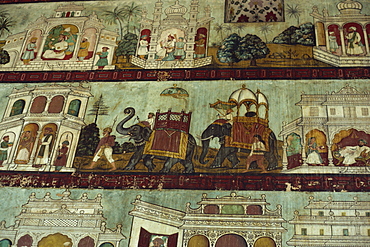 Murals in Tipu Sultan's palace, Seringapatam, Mysore, Karnataka state, India, Asia