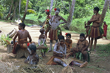 Women and children with body decoration, Sepik River, Papua New Guinea, Pacific