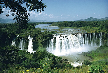 Aerial view over Tissisat Falls (Tis Isat Falls), Ethiopia, Africa