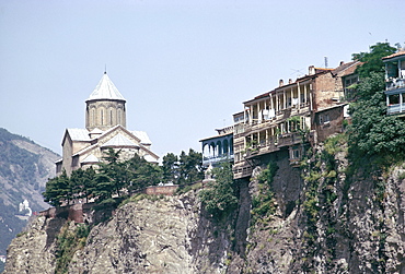 Metekhi church, Tbilisi, Georgia, Central Asia, Asia