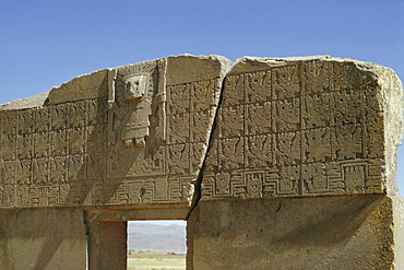 The Sun Gate, Aymara culture, 600 AD, archaeological site, Tiahuanaco, Bolivia, South America