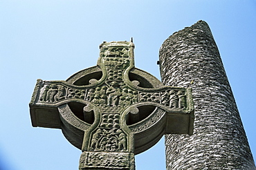 West High Cross and 10th century tower, Monasterboice, County Louth, Leinster, Republic of Ireland (Eire), Europe