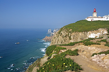 Lighthouse and coast at Cabo da Roca, the most westerly point of continental Europe, Portugal, Europe