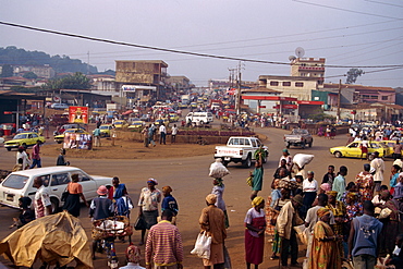 Busy street scene, Bafoussam, west Cameroon, Africa