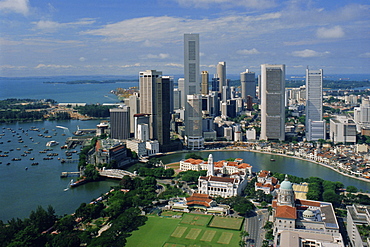 View over the business district, Singapore, Asia