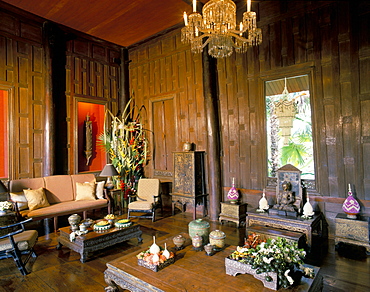 The living room, Jim Thompson's house, Bangkok, Thailand, Southeast Asia, Asia