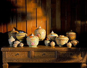 Bencharong ceramics, Jim Thompson's House, Bangkok, Thailand, Southeast Asia, Asia