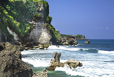 View of the ocean with Spa On the Rocks at Ayana Resort and Spa, Bali, Indonesia, Southeast Asia, Asia